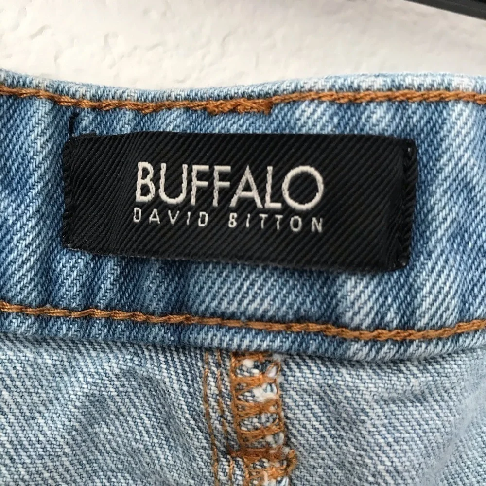 Buffalo David Bitton Floral Hibiscus Embroidered Denim Buttoned Down Jean Skirt